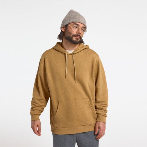 Unisex Merino Blend Hoodie - Stony Beige Heather - Image 3
