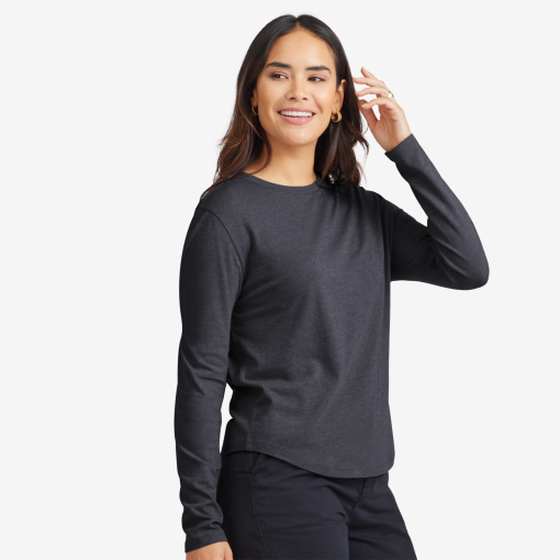 Women's Soft Merino Long Sleeve Tee - Natural Black - Image 2